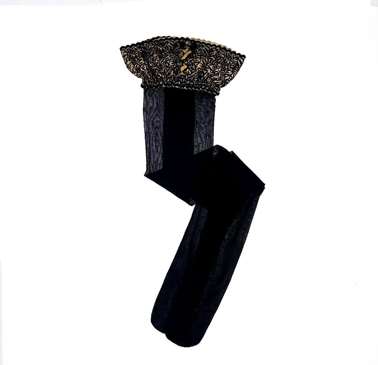 Gothic Black Lace Transparent Socks, Sexy Nightclub Thigh High Stockings For Women