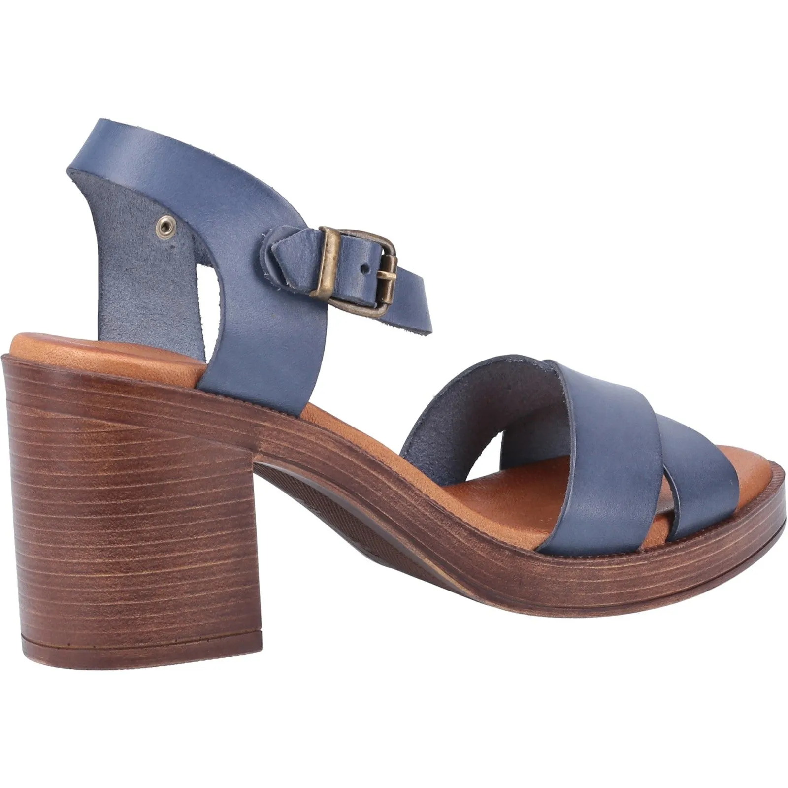Hush Puppies Womens Georgia Leather Sandal - Blue
