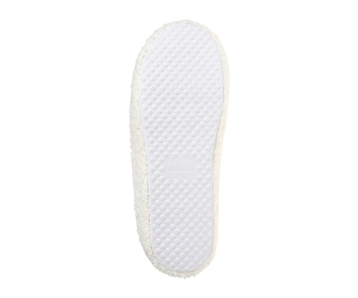 Kensie Women's Fuzzy Smiley Face Slipper, Comfy Indoor Outdoor Closed Toe House Slippers for Women