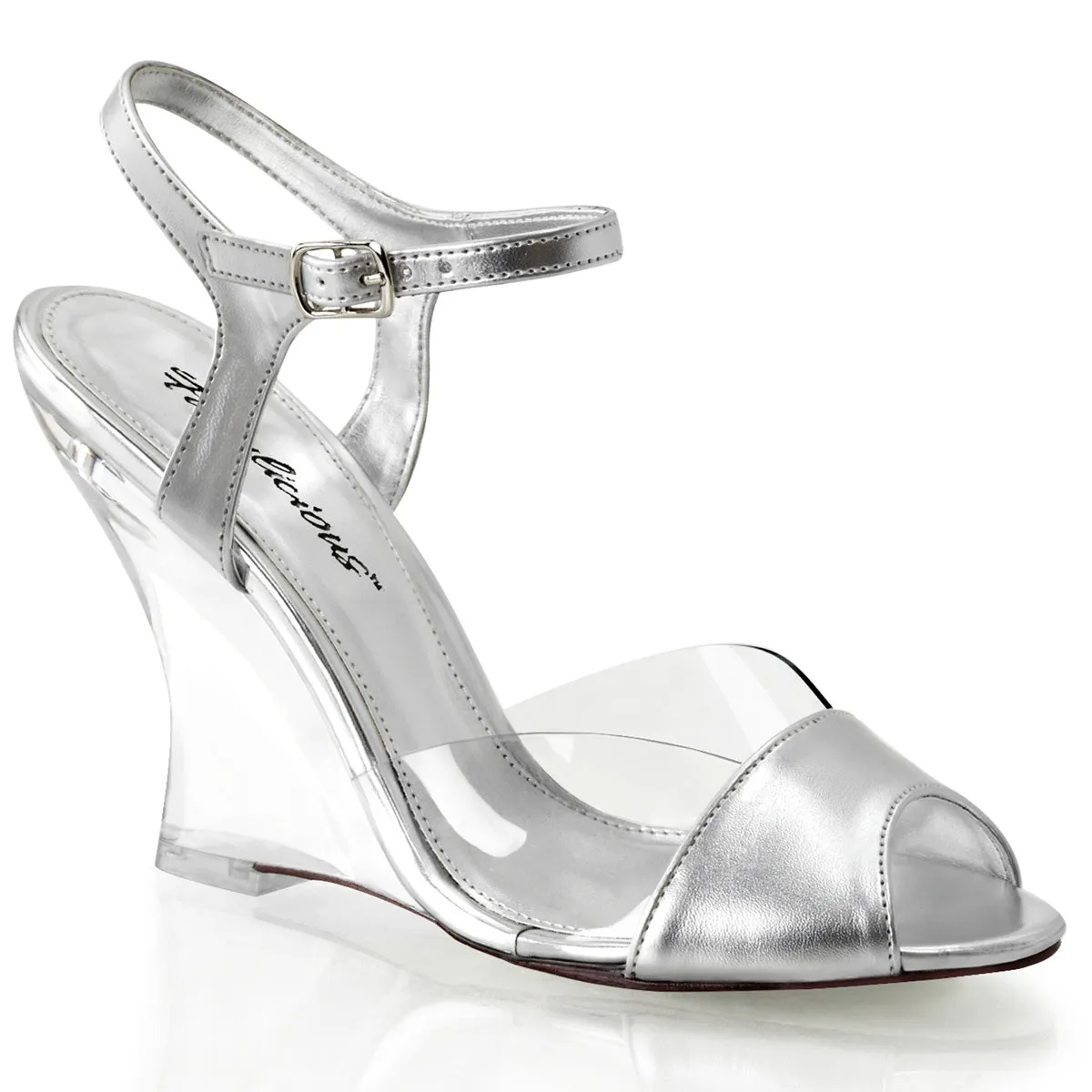 LOVELY-442 Fabulicious 4" Lovely Clear/Silver Sexy Shoes (High Heels)